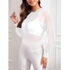 imageSweatyRocks Womens Activewear Long Sleeve Hooded Sheer Mesh Sports Jacket Workout Crop TopSolid White