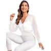 imageSweatyRocks Womens Activewear Long Sleeve Hooded Sheer Mesh Sports Jacket Workout Crop TopSolid White