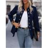 imageSweatyRocks Womens Casual Blazers Button Open Front Lightweight Work Office Suit Jackets BlazerDark Blue
