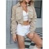 imageSweatyRocks Womens Casual Cropped Jackets Military Safari Zip Up Lightweight Utility Anorak Coat Windbreaker with PocketsKhaki