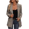 imageSweatyRocks Womens Casual Lapel Blazer Jacket Plaid Double Breasted Gingham Suit CoatApricot