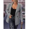 imageSweatyRocks Womens Casual Lapel Blazer Jacket Plaid Double Breasted Gingham Suit CoatBlack and White