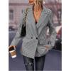 imageSweatyRocks Womens Casual Lapel Blazer Jacket Plaid Double Breasted Gingham Suit CoatBlack and White