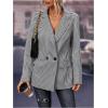 imageSweatyRocks Womens Casual Lapel Blazer Jacket Plaid Double Breasted Gingham Suit CoatBlack and White