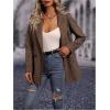 imageSweatyRocks Womens Casual Lapel Blazer Jacket Plaid Double Breasted Gingham Suit CoatCoffee Brown