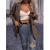 imageSweatyRocks Womens Casual Lapel Blazer Jacket Plaid Double Breasted Gingham Suit CoatCoffee Brown