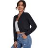 imageSweatyRocks Womens Casual Long Sleeve Solid Zip Up Coat Crop Bomber JacketBlack