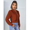 imageSweatyRocks Womens Casual Long Sleeve Solid Zip Up Coat Crop Bomber JacketBrown