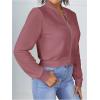 imageSweatyRocks Womens Casual Long Sleeve Solid Zip Up Coat Crop Bomber JacketDusty Pink