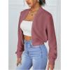 imageSweatyRocks Womens Casual Long Sleeve Solid Zip Up Coat Crop Bomber JacketDusty Pink