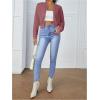 imageSweatyRocks Womens Casual Long Sleeve Solid Zip Up Coat Crop Bomber JacketDusty Pink