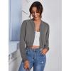 imageSweatyRocks Womens Casual Long Sleeve Solid Zip Up Coat Crop Bomber JacketGrey