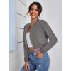 imageSweatyRocks Womens Casual Long Sleeve Solid Zip Up Coat Crop Bomber JacketGrey