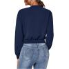 imageSweatyRocks Womens Casual Long Sleeve Solid Zip Up Coat Crop Bomber JacketNavy Blue
