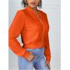 imageSweatyRocks Womens Casual Long Sleeve Solid Zip Up Coat Crop Bomber JacketOrange
