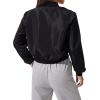 imageSweatyRocks Womens Casual Long Sleeve Solid Zip Up Coat Crop Bomber JacketPure Dark Black