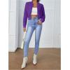 imageSweatyRocks Womens Casual Long Sleeve Solid Zip Up Coat Crop Bomber JacketPurple