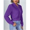 imageSweatyRocks Womens Casual Long Sleeve Solid Zip Up Coat Crop Bomber JacketPurple