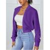 imageSweatyRocks Womens Casual Long Sleeve Solid Zip Up Coat Crop Bomber JacketPurple