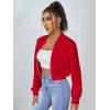 imageSweatyRocks Womens Casual Long Sleeve Solid Zip Up Coat Crop Bomber JacketRed Color