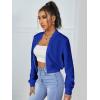 imageSweatyRocks Womens Casual Long Sleeve Solid Zip Up Coat Crop Bomber JacketRoyal Blue