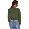 imageSweatyRocks Womens Casual Long Sleeve Solid Zip Up Coat Crop Bomber JacketSolid Army Green