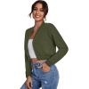 imageSweatyRocks Womens Casual Long Sleeve Solid Zip Up Coat Crop Bomber JacketSolid Army Green