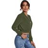 imageSweatyRocks Womens Casual Long Sleeve Solid Zip Up Coat Crop Bomber JacketSolid Army Green