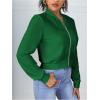 imageSweatyRocks Womens Casual Long Sleeve Solid Zip Up Coat Crop Bomber JacketSolid Green