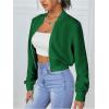 imageSweatyRocks Womens Casual Long Sleeve Solid Zip Up Coat Crop Bomber JacketSolid Green