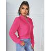 imageSweatyRocks Womens Casual Long Sleeve Solid Zip Up Coat Crop Bomber JacketSolid Hot Pink