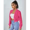 imageSweatyRocks Womens Casual Long Sleeve Solid Zip Up Coat Crop Bomber JacketSolid Hot Pink