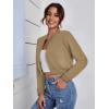 imageSweatyRocks Womens Casual Long Sleeve Solid Zip Up Coat Crop Bomber JacketSolid Khaki