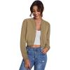 imageSweatyRocks Womens Casual Long Sleeve Solid Zip Up Coat Crop Bomber JacketSolid Khaki