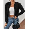 imageSweatyRocks Womens Casual Long Sleeve Solid Zip Up Coat Crop Bomber JacketSolid Plain Black