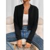 imageSweatyRocks Womens Casual Long Sleeve Solid Zip Up Coat Crop Bomber JacketSolid Plain Black