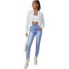 imageSweatyRocks Womens Casual Long Sleeve Solid Zip Up Coat Crop Bomber JacketWhite