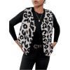 imageSweatyRocks Womens Casual V Neck Vest Top Button Down Sleeveless Leopard Print Jackets Work Office WaistcoatOffwhite and Black