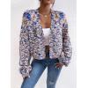 imageSweatyRocks Womens Color Block Long Sleeve Open Front Cardigan Sweater Knit Crop TopBlue White Brown