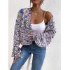 imageSweatyRocks Womens Color Block Long Sleeve Open Front Cardigan Sweater Knit Crop TopBlue White Brown