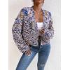 imageSweatyRocks Womens Color Block Long Sleeve Open Front Cardigan Sweater Knit Crop TopBlue White Brown