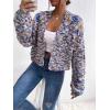 imageSweatyRocks Womens Color Block Long Sleeve Open Front Cardigan Sweater Knit Crop TopBlue White Brown