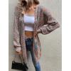 imageSweatyRocks Womens Color Block Long Sleeve Open Front Cardigan Sweater Knit Crop TopColorful
