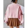 imageSweatyRocks Womens Color Block Long Sleeve Open Front Cardigan Sweater Knit Crop TopLight Pink