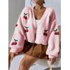 imageSweatyRocks Womens Color Block Long Sleeve Open Front Cardigan Sweater Knit Crop TopLight Pink