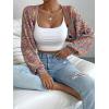 imageSweatyRocks Womens Color Block Long Sleeve Open Front Cardigan Sweater Knit Crop TopMulti Color