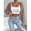 imageSweatyRocks Womens Color Block Long Sleeve Open Front Cardigan Sweater Knit Crop TopMulti Color