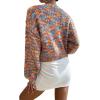 imageSweatyRocks Womens Color Block Long Sleeve Open Front Cardigan Sweater Knit Crop TopMulticoloured