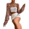 imageSweatyRocks Womens Color Block Long Sleeve Open Front Cardigan Sweater Knit Crop TopMulticoloured