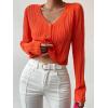imageSweatyRocks Womens Color Block Long Sleeve Open Front Cardigan Sweater Knit Crop TopOrange